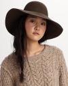 Make a striking silhouette in this wide-brimmed wool design.Wool Spot clean Made in USA