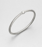 A simple, yet beautiful design with a single bead on a textured mesh bangle. 18k white goldLength, about 7Slip-on designMade in Italy 