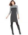 Look cozy and cute in Elementz's petite sweater featuring a sweet tunic length and stylish colorblocking!