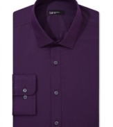 Saturated color and a slim fit make this essential Bar III dress shirt more than just basic.