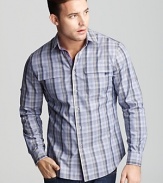 Elie Tahari Zac Multi Check Plaid Sport Shirt - Classic Fit, Barrel Cuff