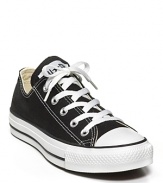 Converse low-top canvas sneakers have old-school charm. Comfortable classic lace-up style and rubber-covered toe.