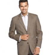 Give your dress look an extra layer of distinction with this handsome houndstooth blazer from Tasso Elba.