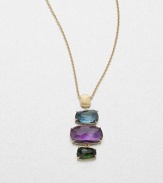 From the Murano Collection. Stunning multicolored, faceted stones set in hand-crafted 18k gold on a delicate link chain. Green tourmaline, amethyst and blue topaz18k goldLength, about 17Pendant size, about 2Lobster clasp closureMade in Italy