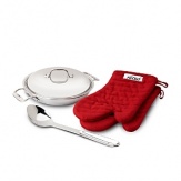 An excellent gift (even to yourself) this set includes a stainless steel, domed lid pan, oven mitts and a serving spoon. Designed to ensure excellent cooking results, it allows you to serve hearty one-dish meals directly from the oven to the dining table.