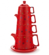 It all stacks up to one amazing cup of tea! With all the essentials-from sugar bowl to saucer-in polka-dotted porcelain, this clever Tea Tower adds spunk to your afternoon or after-dinner tradition. From Classic Coffee & Tea drinkware.