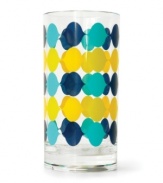 Now starring in casual meals, the Hollywood highball glasses from Jonathan Adler drinkware pair retro graphics and happy colors in totally fun and fuss-free acrylic.