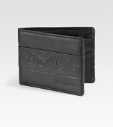 Full grain leather with an embossed paisley and printed lining lends a signature touch to a classic bi-fold.One billfold compartmentSix card slotsCotton twill/leather liningLeather4W x 3HImported