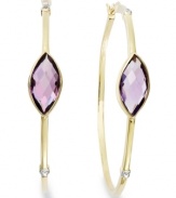 Classic earrings get a sparkly update. Victoria Townsend's stunning hoop earrings feature marquise-cut amethyst (5 ct. t.w.) and sparkling diamond accents in 18k gold over sterling silver. Approximate diameter: 2 inches.