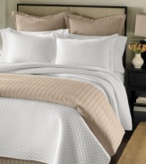 Luxuriously quilted to create a soft diamond pattern, this Damask coverlet set offers a beautiful, bright contrast to Damask Stripe bedding from Charter Club.