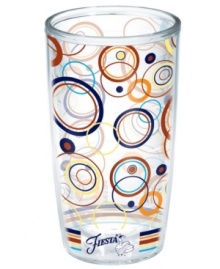 Iconic style meets brilliant design in the Fiesta Modern Ripple tumbler by Tervis Tumblers. Bold colors ring around a practically indestructible cup that'll keep hot drinks hot and cold drinks cold. With Fiesta logo and dancer.