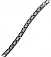 The epitome of sophistication. This men's bracelet features single-cut black diamonds (1/2 ct. t.w.) in a trendy square shape. Set in stainless steel. Approximate length 8-1/2 inches.