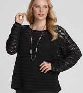 VINCE CAMUTO Plus Size Striped Crochet Sweater