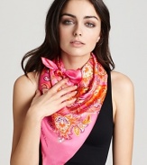 Pretty paisley print decorates this luxurious silk scarf from Lauren by Ralph Lauren.