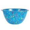 This bowl is made of recycled durable melamine. It would make a fun addition to any kitchen. The bowl is durable enough to use with an electric mixer. Stain resistant.