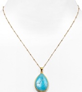 An elegant smooth turquoise teardrop-shaped pendant necklace from Coralia Leets.