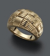 Acquire fine style in this luxurious cocktail ring. Features an intricate woven dome design crafted in 14k gold.