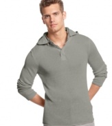 Layer up this season with this lightweight hooded henley from Calvin Klein.