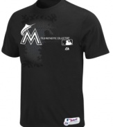 Nice catch! Root for your favorite team to reel in the big win in this Miami Marlins MLB t-shirt from Majestic.