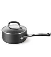 From heating up soup to preparing sauces from scratch, this saucepan from Simply Calphalon gets it done with style. With its quick-heating, hard-anodized exterior and double coating of exclusive nonstick formula, you'll bring out the best in your kitchen meal after meal. 10-year warranty.