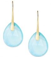 A touch of color livens any look. These stunning 10k gold earrings feature teardrop-shaped blue chalcedony stones (13 ct. t.w.). Approximate drop: 1 inch.