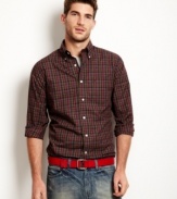 Redefine your nine-to-five style with this fresh plaid shirt from Nautica's Wear to Work Collection.