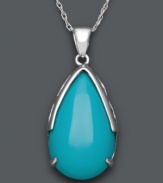 Polish your look. A bright, teardrop-shaped turquoise stone (15 mm x 23 mm) stands out against a shining sterling silver setting. Approximate length: 18 inches. Approximate drop: 1-1/2 inches.