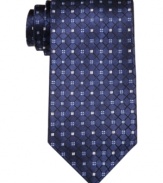 A classic neat pattern gives this Tasso Elba tie perennial appeal in your dress wardrobe.