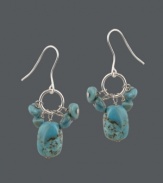 Add a little bohemian inspiration. This free-spirited style by Avalonia Road is perfect for summer. Earrings feature clusters of turquoise strung from a looping, sterling silver setting. Approximate drop: 1-1/2 inches.