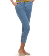 Freshen up your everyday look in these denim capris from Charter Club. The medium blue wash and cropped leg add springtime style!