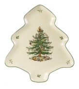 What makes Spode the world's best selling Christmas china pattern? Since its introduction in 1938, Spode has been adding new pieces to their classic Christmas Tree pattern collection. Every year there's something new and wonderful to collect, like this fun and functional tree-shaped platter.