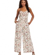 An allover abstract print adds a modern edge to this BCBGeneration wide-leg jumpsuit, perfect for chic day-to-night style!