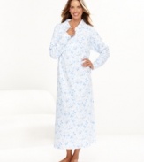 An old-fashioned print lends lovely appeal to this traditional flannel nightgown by Lanz of Salzburg.