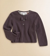 A plush, ultra-luxe, button-front knit with front bow, check lining and patch pocket.CrewneckLong sleevesButton-frontPatch pocketCashmereDry cleanImported Please note: Number of buttons may vary depending on size ordered. 