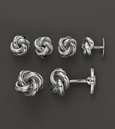 Dolan Bullock Sterling Silver Love Knot Cuff Link Set and Stud Set