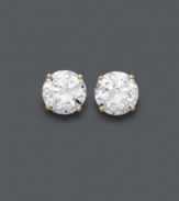 Every girl needs a little glamour. Arabella's polished stud earrings sparkle with the addition of round-cut Swarovski zirconias (3-1/2 ct. t.w.) set in 14k gold. Approximate diameter: 6-1/2 mm.