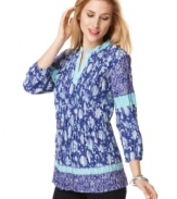 Make a pattern play in Style&co.'s colorful tunic. The crinkle-texture fabric adds a unique twist!