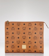 This retro logo-print case has ample space to carrying must-have cosmetics in organized style. By MCM.