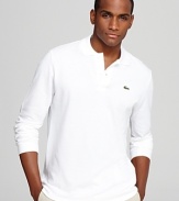 Lacoste's classic-fit polo with long sleeves, ribbed trim and embroidered logo at the left chest.