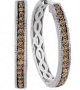 Traditional hoops with a little extra shine. Le Vian's stunning style incorporates a row of round-cut chocolate diamonds throughout (5/8 ct. t.w.). Set in 14k white gold. Approximate diameter: 1 inch.