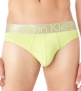 The barest essential: Steel Micro Hip Briefs from Calvin Klein with a steel-colored metallic waistband.