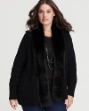 Throw on this textured Karen Karen faux fur trimmed cardigan day or night for a trend-right fix.