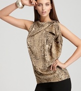 VINCE CAMUTO Snake Print Ruffle Blouse