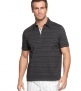 This slub weave polo from Perry Ellis take a classic and gives it a laid back vibe perfect for lazy Sunday style.