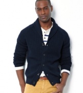 A classic shawl-collar cardigan like this form Nautica will keep your preppy look perfect this season.