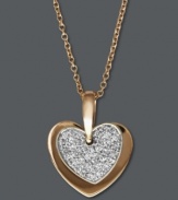 True love. You'll simply adore this petite heart pendant from Effy Collection. Pave-set diamonds (1/10 ct. t.w.) create a luminous luster in a 14k rose gold and 14k white gold setting. Approximate length: 18 inches. Approximate drop: 9/16 inch.