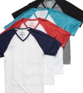 Get sporty. Color-blocking on these American Rag t-shirts adds an athletic touch to any outfit.