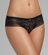 A floral lace hipster with sheer lace trim along legs from Calvin Klein.