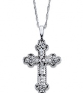 A sparkling representation of your faith. This beautiful cross pendant features round-cut diamonds (1/2 ct. t.w.) in 14k white gold. Approximate length: 18 inches. Approximate drop: 1 inch.