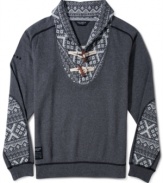 Toggle closure and print details give this Rocawear sweater a uniquely handsome style.